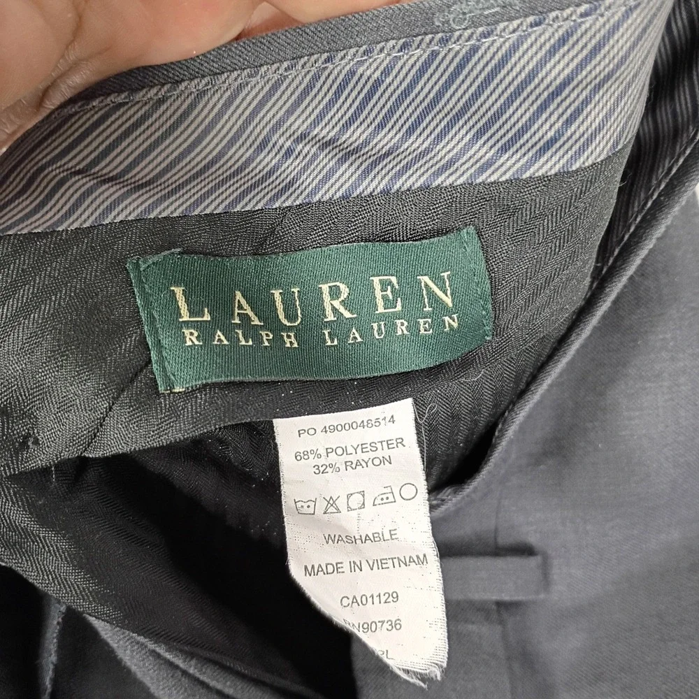 Lauren Ralph Lauren Dress Pants Mens 40x32 Grey Pleated Cuffed Work Wear Classic